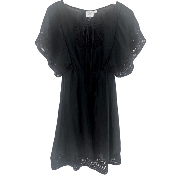Anthropologie HD Paris Silk Sheer Stone Harbor Dress/Cover-up in Black Size 4 - Picture 1 of 4